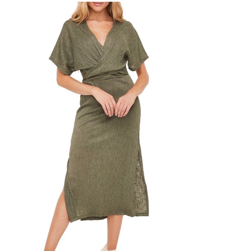 Phone V Neck Midi Dress